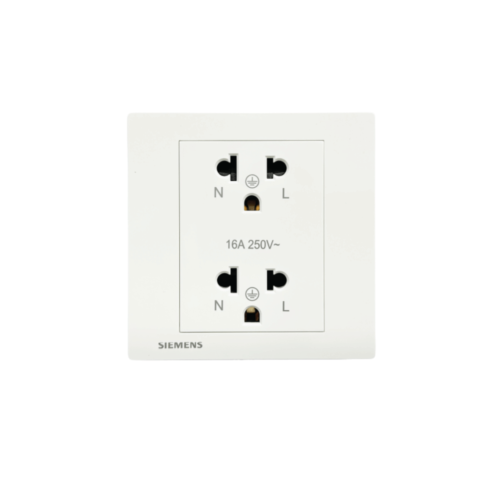 เต้ารับคู่ 3 ขา 2 ช่อง SIEMENS ซีรีส์ RELFA PLUS สีขาว ขากลมแบน